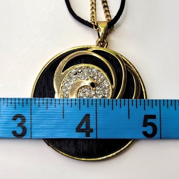 Gold Swirl Pendant Necklace Long Necklace - Picture 5 of 7